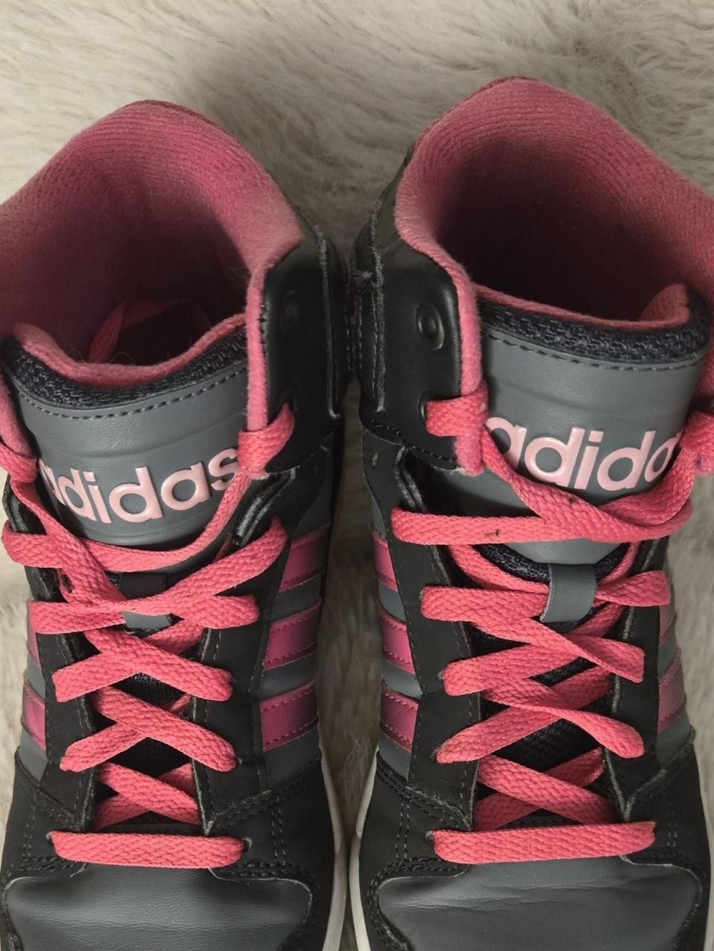 adidas Black & Pink Girls Youth High-Top Sneakers